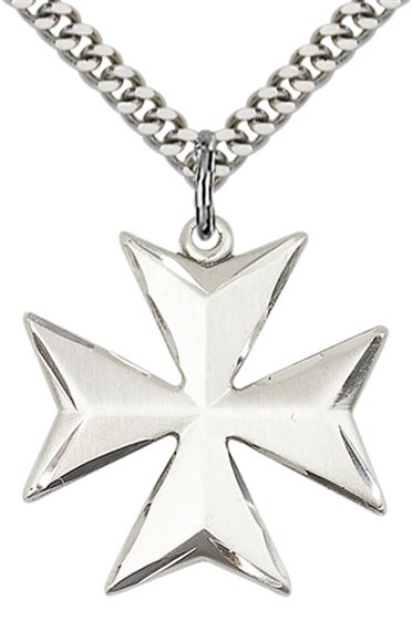 STERLING SILVER MALTESE CROSS PENDANT WITH CHAIN